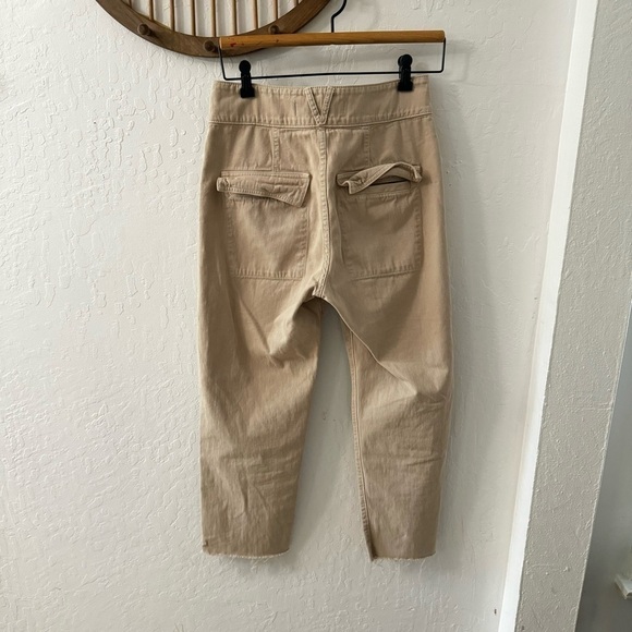 Veronica Beard Blake Straight Raw Hem Cotton Utility Pants Tan 26 - Picture 8 of 12